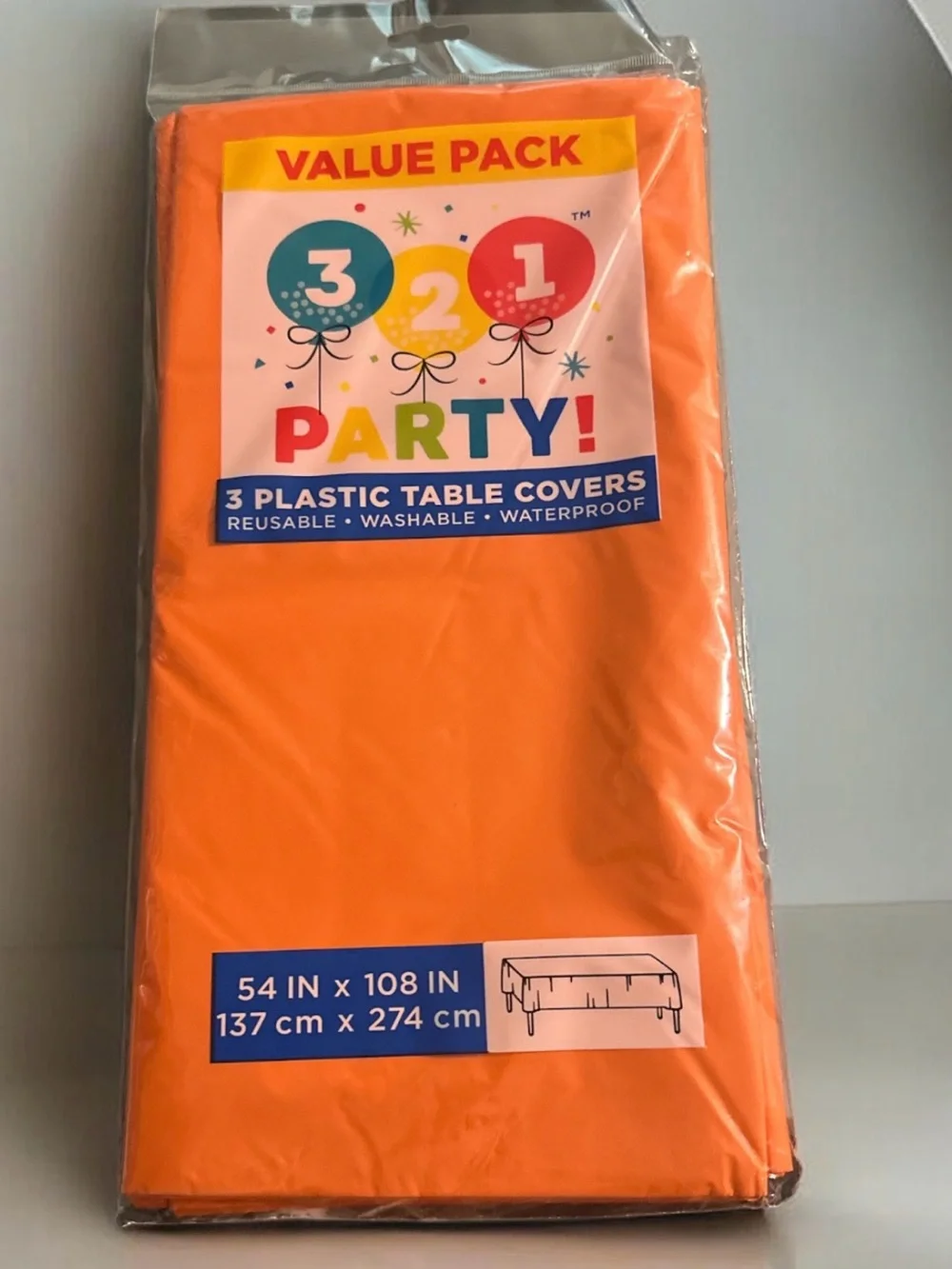 Orange Party Plastic Table Covers - 3 Pack